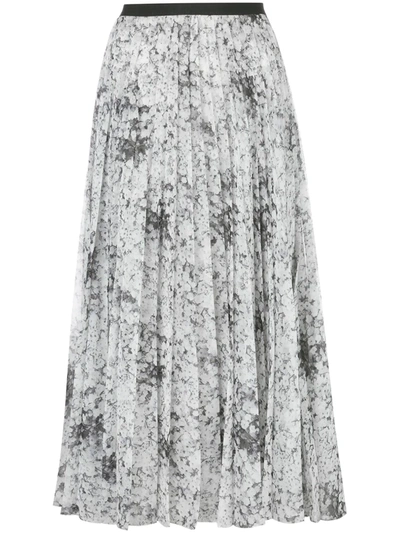 Adam Lippes Floral Pleated Skirt In White
