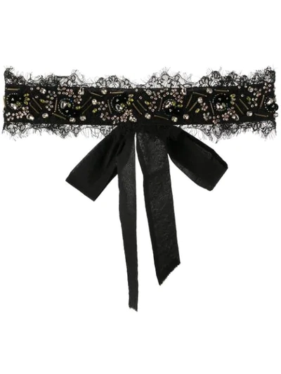 Onefifteen Embellished Lace Trim Belt In Black