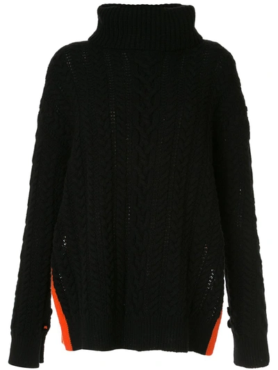 Onefifteen Cable-knit Roll Neck Jumper In Black