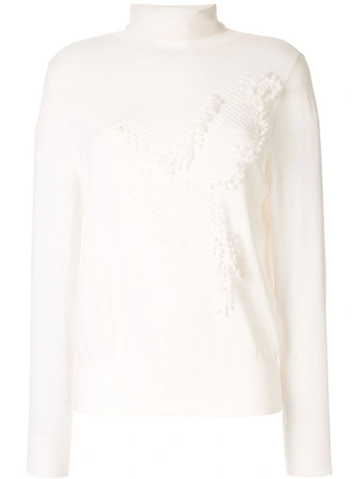 Onefifteen Textured Knit Roll Neck Jumper In White