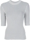 Dion Lee Ribbed Stripe T-shirt In Grey