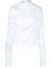 Aganovich Asymmetric Draped Blouse In White