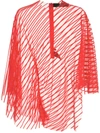 Paula Knorr Velvet Striped Asymmetric Top In Red