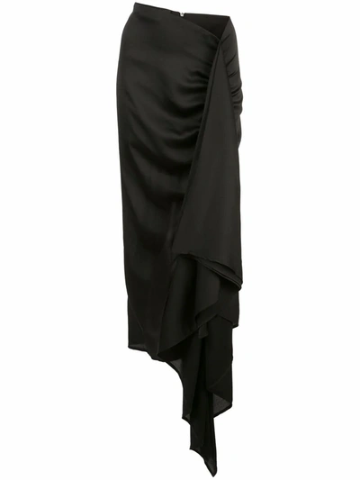 Paula Knorr Asymmetric Draped Midi Skirt In Black