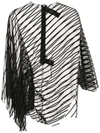 Paula Knorr Velvet-striped Asymmetric Top In Black