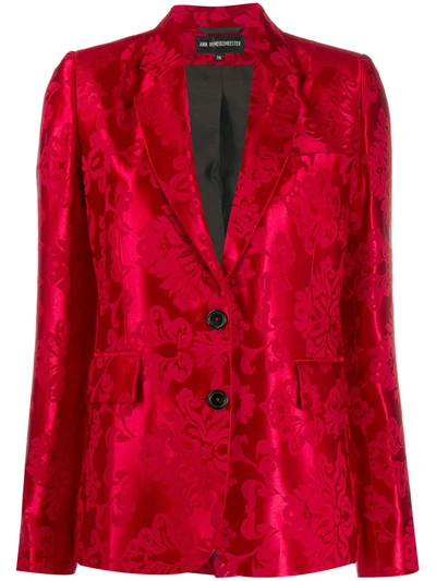 Ann Demeulemeester Daphne Satin Pattern Blazer In Red