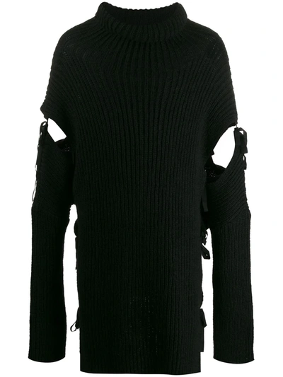 Ann Demeulemeester Cut-out Ribbed Jumper In Black