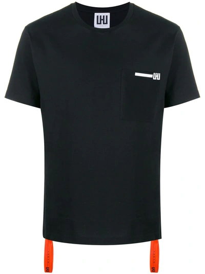 Les Hommes Urban Chest Pocket T-shirt In Black