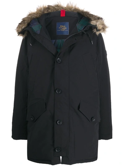 Polo Ralph Lauren Hooded Padded Jacket In Black