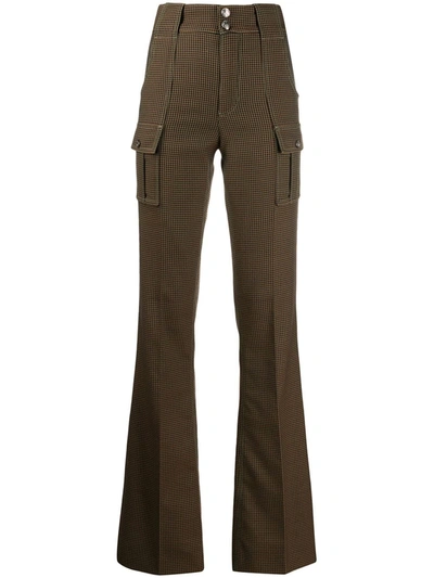 Chloé Houndstooth Flared Trousers In Brown