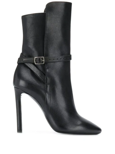 Saint Laurent High-heeled Pointed Ankle Boots In Black