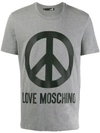 Love Moschino Peace Print Short Sleeve T-shirt In Grey