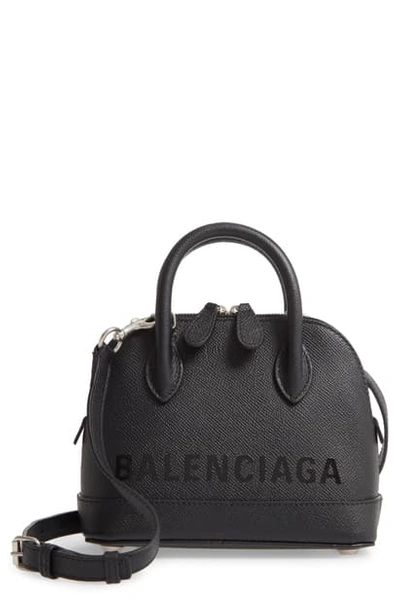 Balenciaga Extra Extra Small Ville Logo Calfskin Satchel In Black