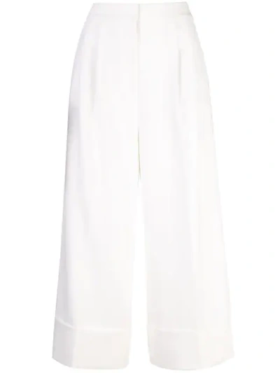 Tibi Anson Stretch Cuffed Tuxedo Pants In Ivory