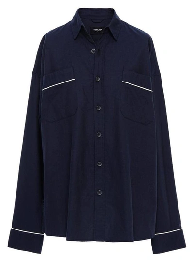Pre-owned Fear Of God  Piped Oversized Shirt Navy