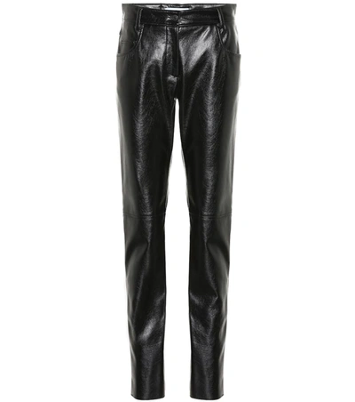 Msgm High-rise Faux Leather Pants In Black