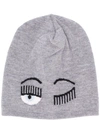 Chiara Ferragni Women's Wool Beanie Hat  Flirting In Grey