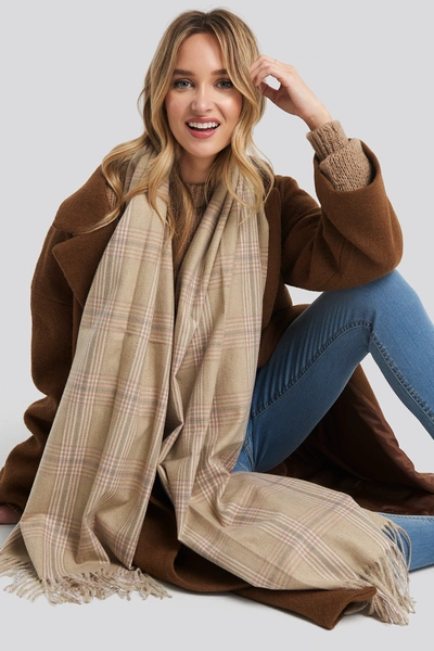 Na-kd Big Checked Soft Scarf Multicolor In Dusty Light Beige