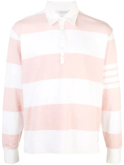 Thom Browne Striped Cotton Rugby Shirt In 690lpnk