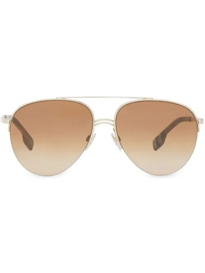 Burberry Top Bar Aviator-style Sunglasses In Light Brown