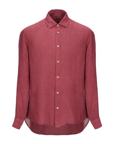 Altea Linen Shirt In Brick Red