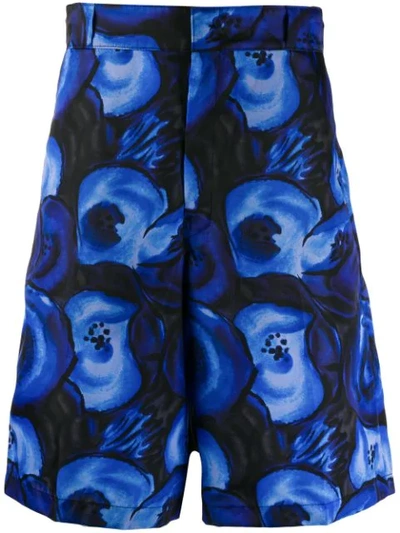 Prada Floral Print Bermuda Shorts In Blue