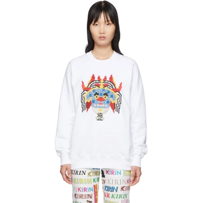 Kirin White Embroidered Haetae Sweatshirt In Wht Multi