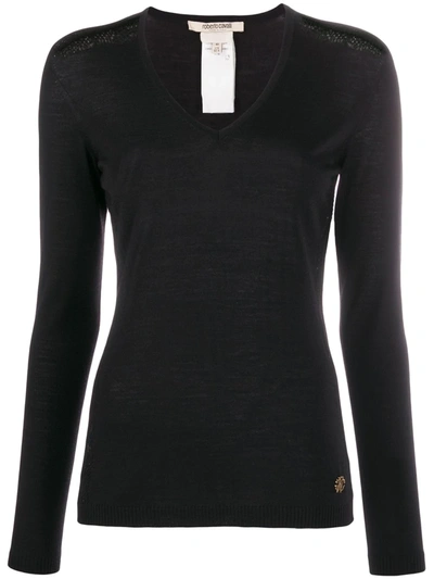 Roberto Cavalli Embroidered Details Knitted Jumper In Black