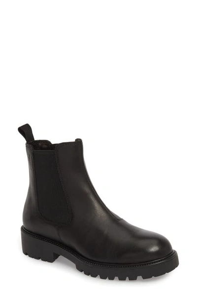 Vagabond Kenova Black Leather Chunky Flat Ankle Boots