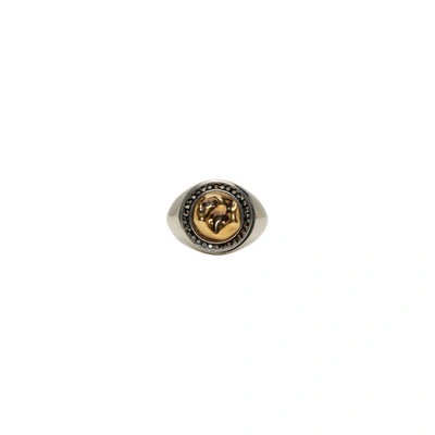 Alexander Mcqueen Brass Ring With Swarovski Crystals In Metallic