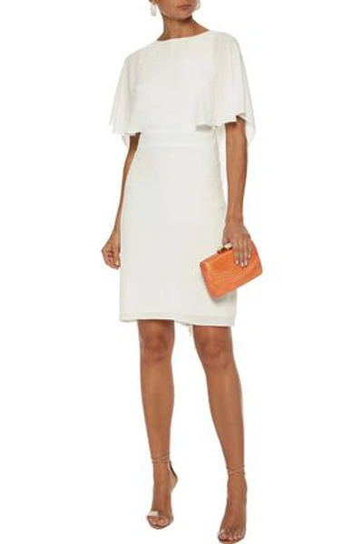 Halston Heritage Cape-effect Crepe De Chine Mini Dress In Off-white