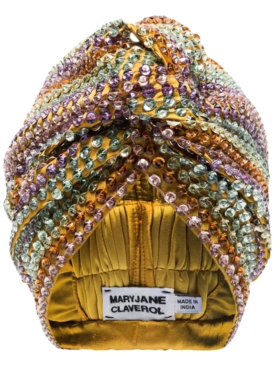 Mary Jane Claverol Multicoloured Malibu Beaded Sequin Turban In Yellow