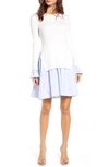 English Factory Women's Poplin Combo Knit Dress In White