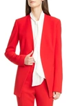 Lafayette 148 Miranda Finesse Crepe Open Jacket In Red Currant