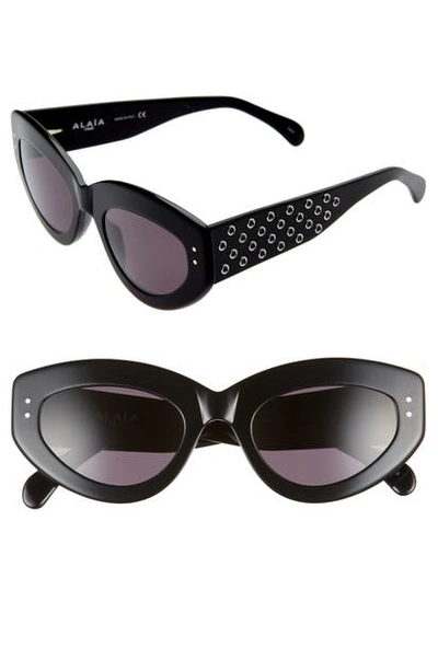 Alaïa Cat-eye Studded Acetate Sunglasses In Dark Havana/ Brown