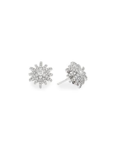 David Yurman Starburst 18k White Gold Diamond Pave Small Stud Earrings