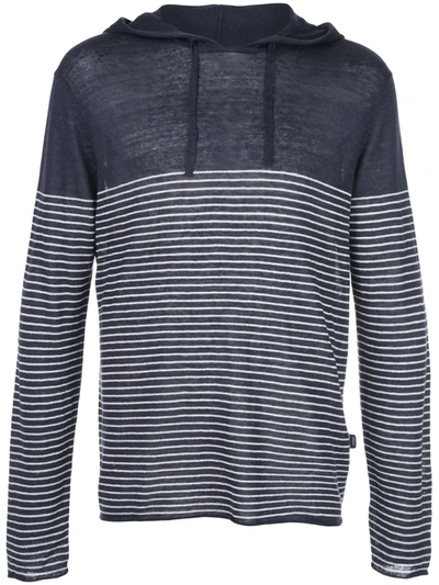 Onia Frank Anchor Striped Hoodie In Deep Navy