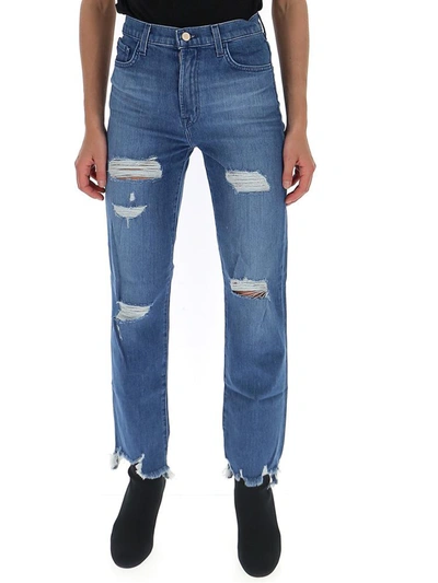 J Brand Distressed Slim Fit Jeans In Blue