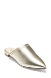 Cole Haan Raelyn Studded Metallic Leather Mules In Soft Gold