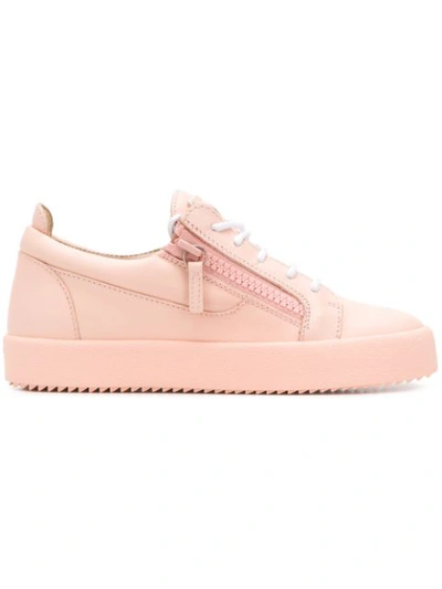 Giuseppe Zanotti Gail Double-zip Leather Trainers In Pink