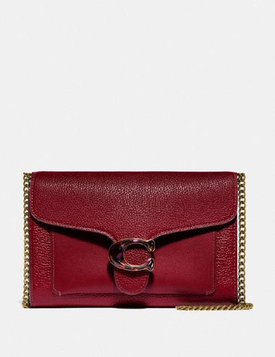 Coach Tabby Chain Clutch In Red In Brass/deep Red