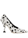Burberry Black And White Spotted 105 Calf Hair Pumps