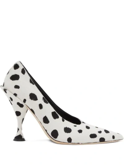 Burberry Black And White Spotted 105 Calf Hair Pumps
