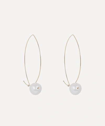 Mizuki Gold Marquise Pearl Hoop Earrings