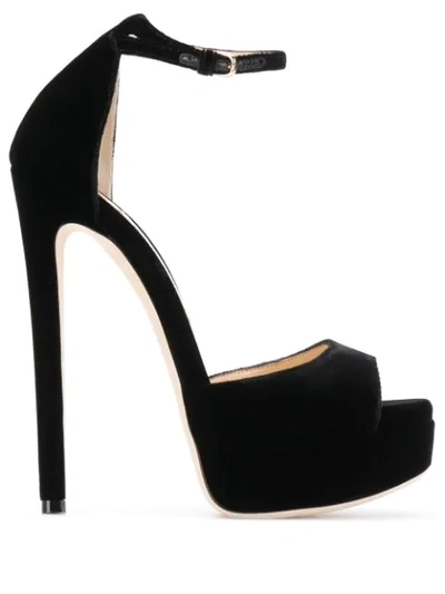 Jimmy Choo Black Max 150 Velvet Platform Sandals