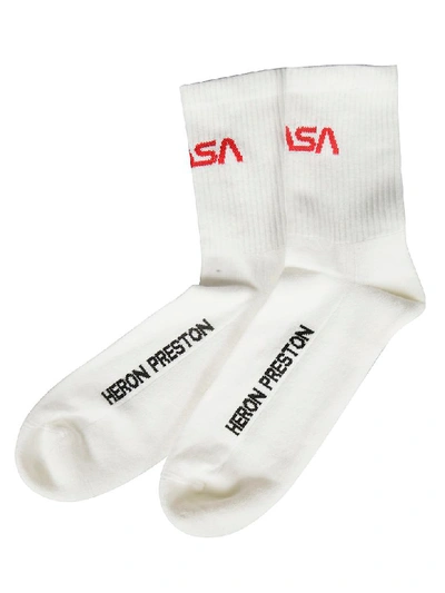 Heron Preston Cotton Socks With Logo In White