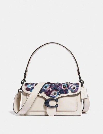 Coach Tabby Shoulder Bag 26 With Leather Sequins In Multi/white In Pewter/chalk