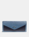 Coach Soft Wallet In Colorblock - Women's In Gunmetal/stone Blue Multi