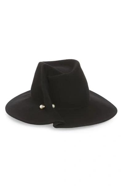 Eugenia Kim Pierced Felted Wool Fedora In Black