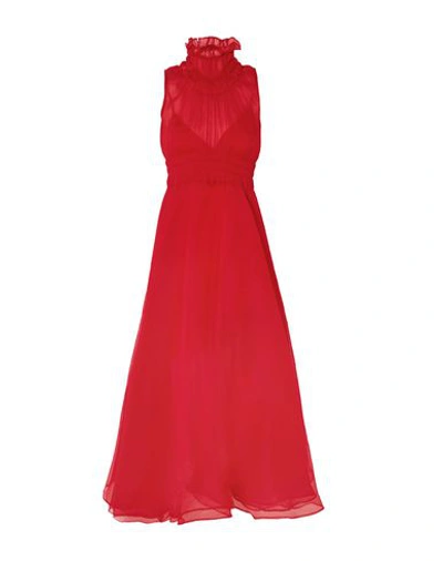 Beaufille Venus Plissé-chiffon Midi Dress In Red